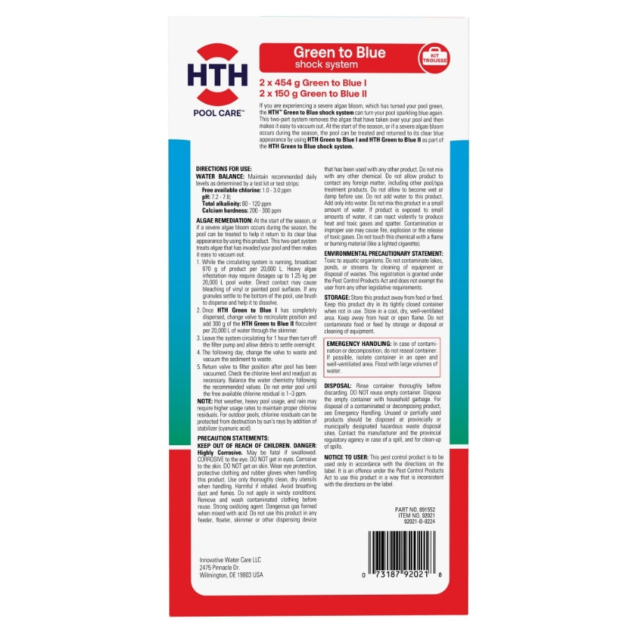 Kit de traitement de choc HTH™ du vert au bleu